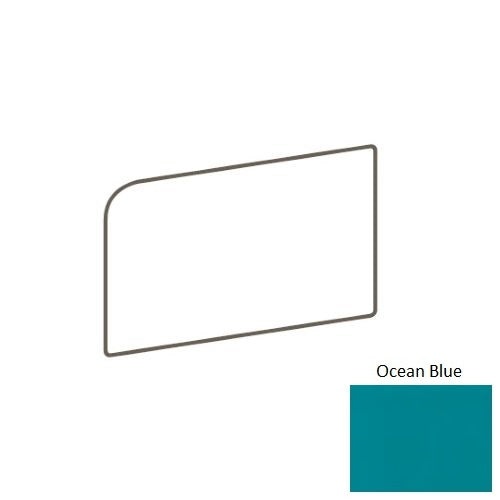 Color Wheel Classic Ocean Blue Ceramic Wall Trim - 3" X 6" Bullnose Corner Right - Semi Gloss