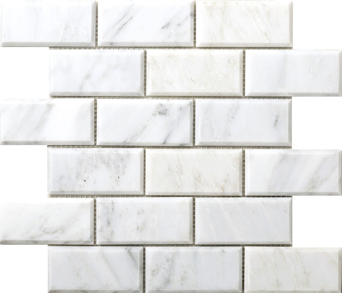 Winter Frost Marble Mosaic - 2" X 4" Bevel - Polished