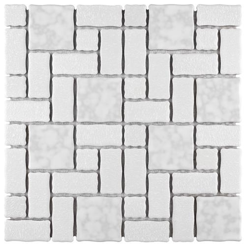 Academy White Porcelain Mosaic - Block Random - Mixed