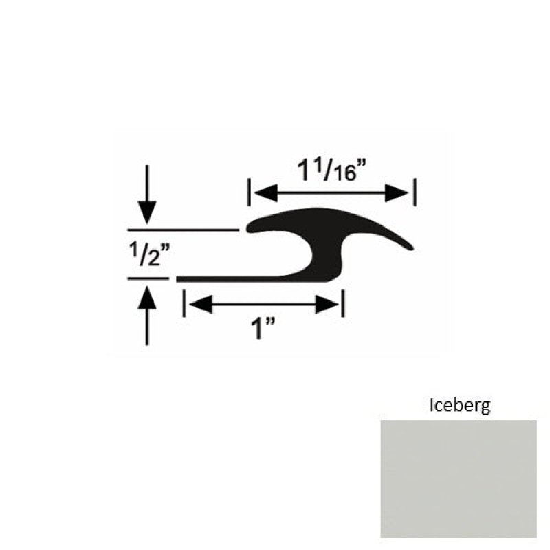 Solid 56 Iceberg Rubber Tile / Carpet Joiner - 1" X 9 Ft (108") X 1/2"