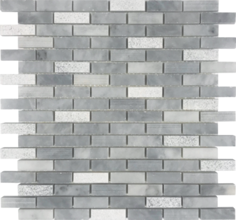 Pietra Antica Metropolitan Contempo Deep Blue Strips Natural Stone Mosaic - 5/8" X 2" Brick - Multi Finish