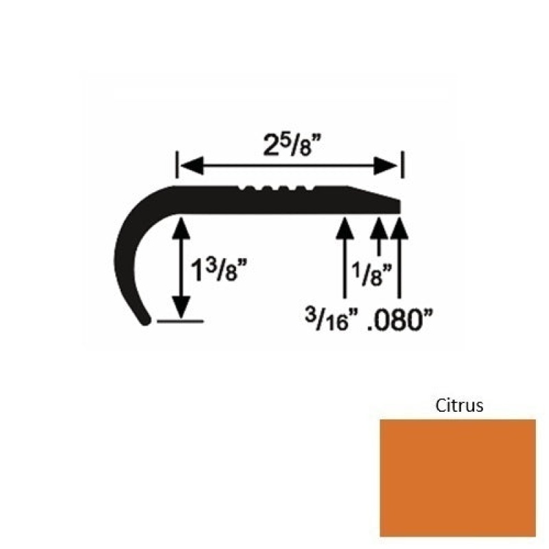 Solid 04 Citrus Rubber Residential Stair Nosing (Rd) - 2 5/8" X 9 Ft (108")