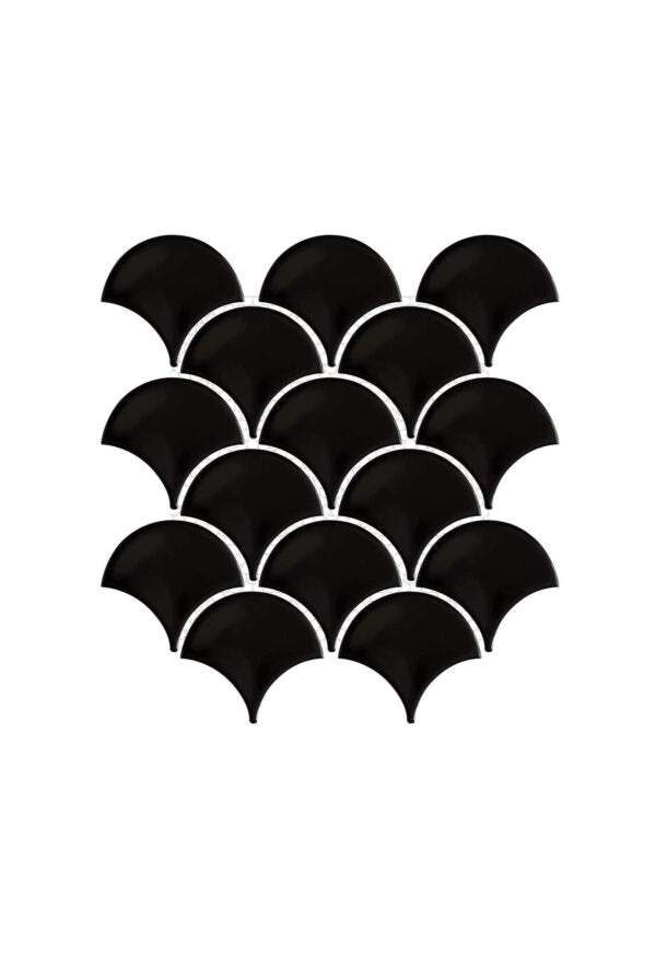 Artisan Plus Black Porcelain Mosaic - Fan - Glossy