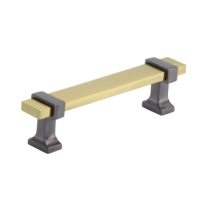 Overton Zinc & Aluminum Bar Cabinet Pull - Brushed Gold / Black Chrome