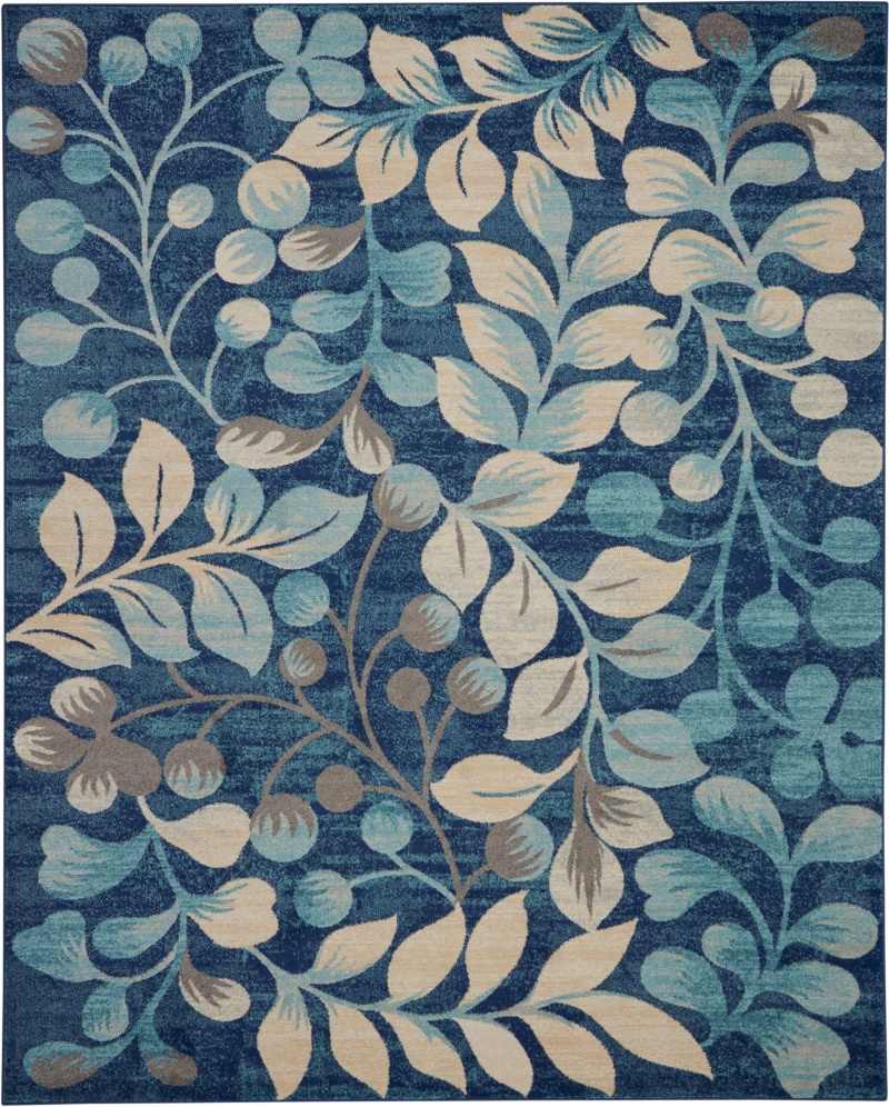 Tranquil Tra03 Navy Polypropylene Farmhouse Area Rug