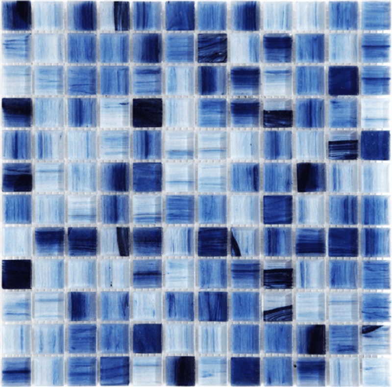 Tortuga Azure Glass Mosaic - 1" x 1" Natural