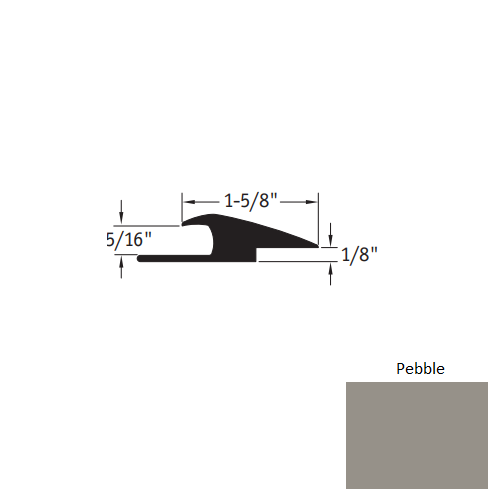 Johnsonite Pebble Vinyl Moulding / Trim - 1 5/8" X 12 Ft (144") X 5/16" - 1/16" Or 1/8" Adaptor - Adaptor