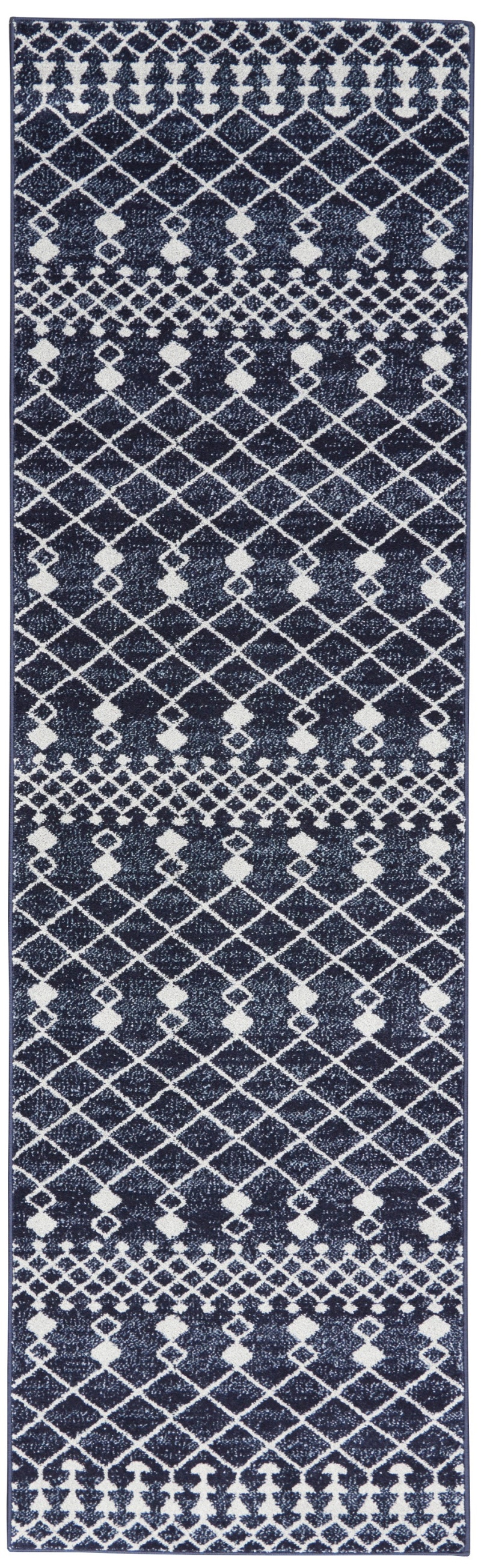 Palermo Navy / Grey Bohemian Area Rug 10 Ft