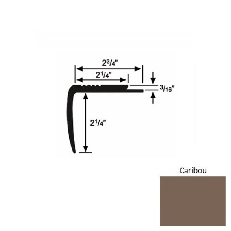 Solid M07 Caribou Rubber Modified Underlap Stair Nosing