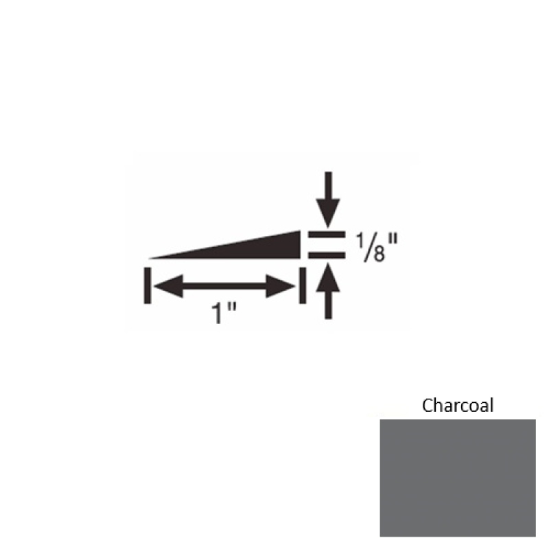 Solid 22 Charcoal Rubber Reducer Strip - 1" X 9 Ft (108") X 1/8"