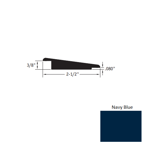 Johnsonite Navy Blue Vinyl Moulding / Trim - 2 1/2" X 12 Ft (144") X 3/8" - .080" Wheeled Traffic Transition - Wheeled Traffic Transition