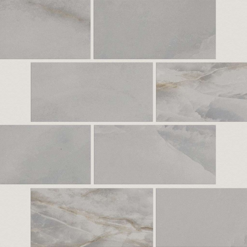 Gemstone Dark Grey Porcelain Mosaic - 3" X 6" Brick