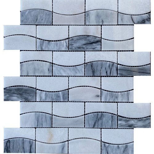Talento Gris Marble Mosaic - Wave - Polished