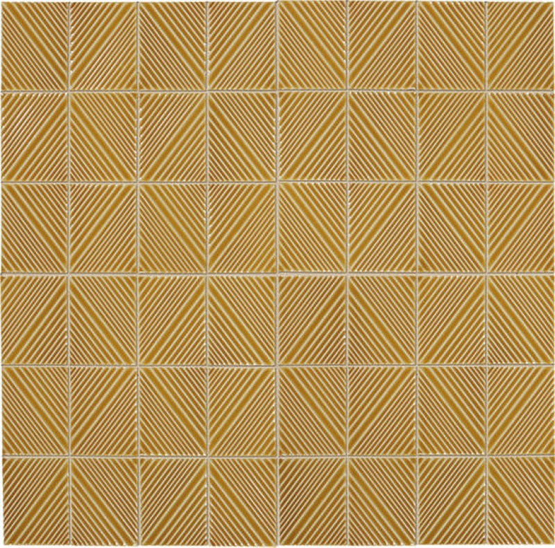 Revalia Remix Mustard Ceramic Mosaic - 3" X 4" Structural - Glossy