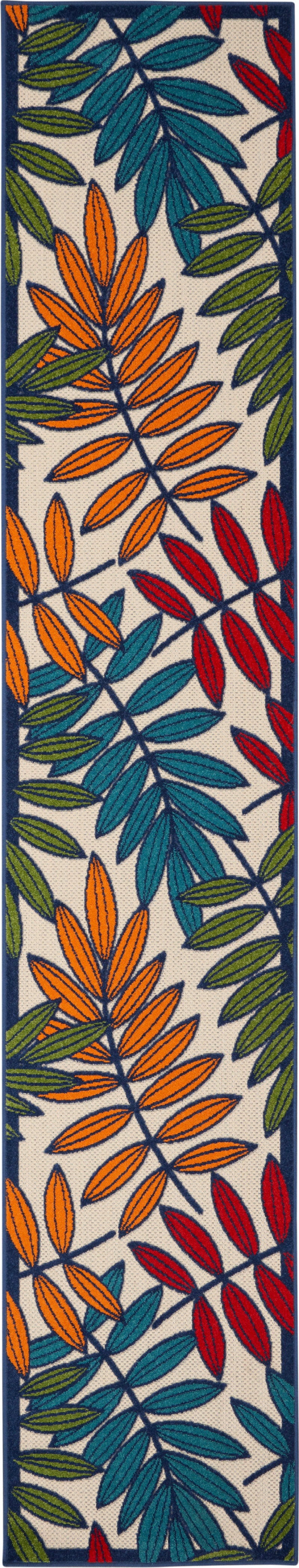 Aloha ALH18 Multicolor Polypropylene Tropical Area Rug – 12 Ft Runner