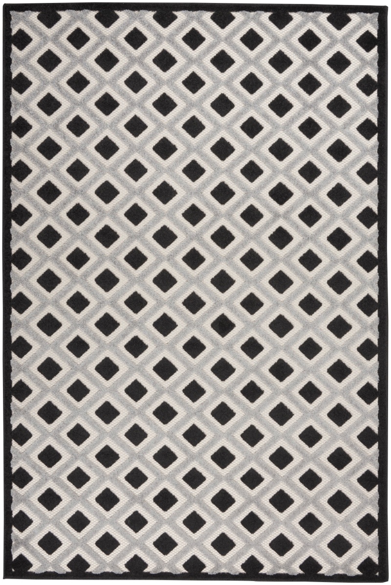 Black White Polypropylene Modern Area Rug