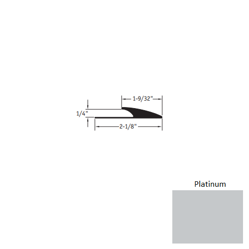 Johnsonite Platinum Vinyl Moulding / Trim - 1 9/32" X 12 Ft (144") X 1/4" Edge Guard - Edge Guard
