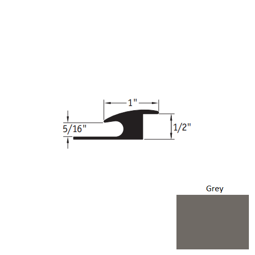 Johnsonite Grey Vinyl Moulding / Trim - 1" X 12 Ft (144") X 5/16" - 1/2" Adaptor - Adaptor