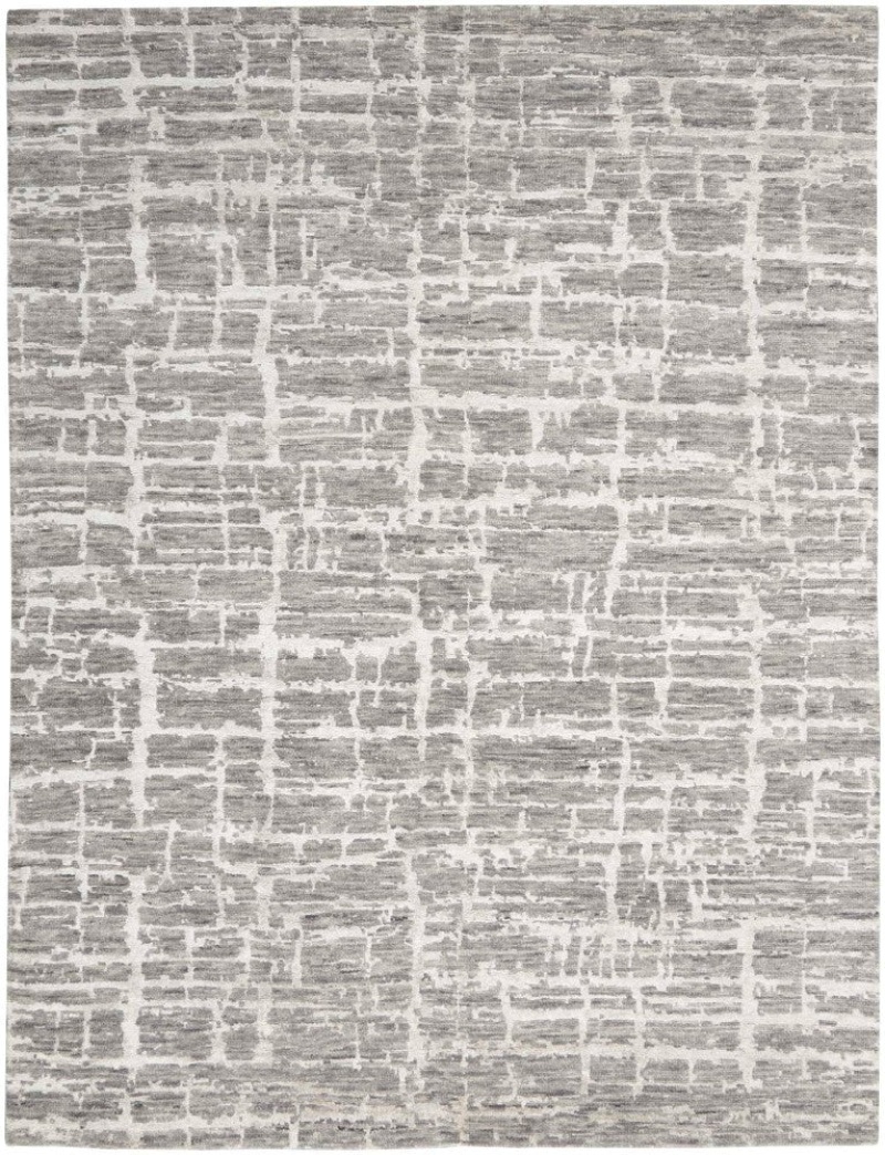 Nourison Luna Grey Silver Wool Blend Contemporary Area Rug, 9 ft x 12 ft