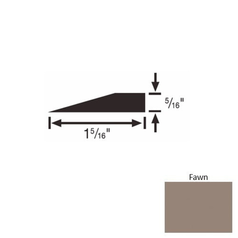 Solid 25 Fawn Rubber Reducer Strip - 1 5/16" X 9 Ft (108") X 5/16"