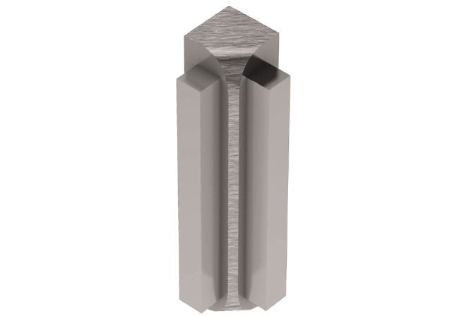 Rondec Step 90 Degree Inside Corner Metal Tile Edging Trim - Brushed Chrome Anodized Aluminum