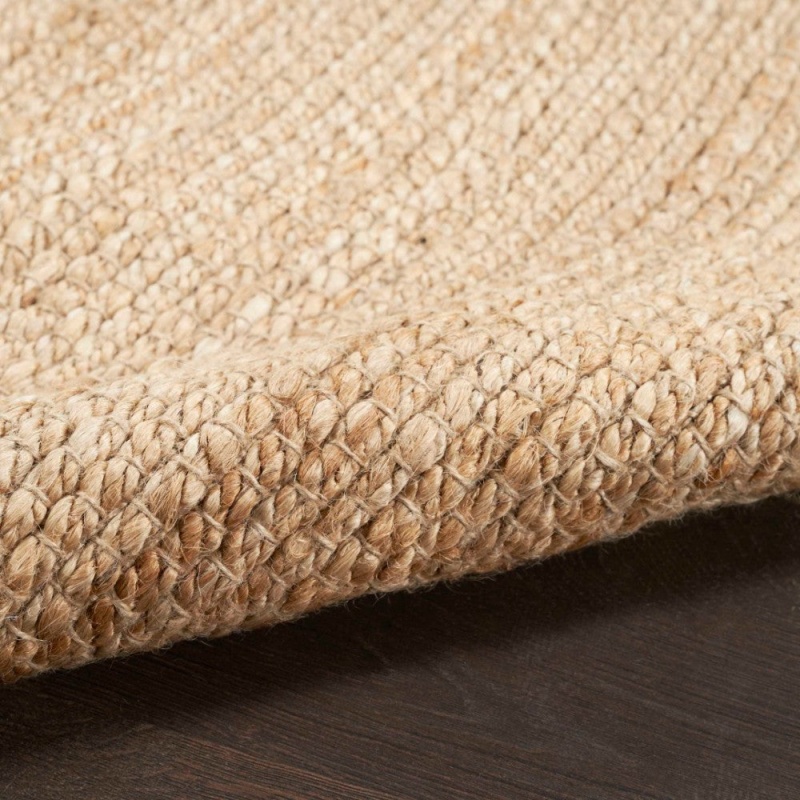 Natural Jute Bleached Njt01 Jute Bohemian Area Rug - 4 Ft X Round - Bleached