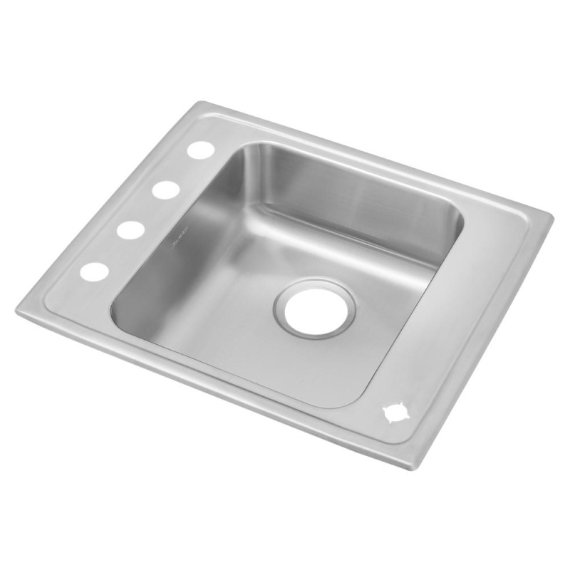 Drkad2220654 Lustertone Classic Stainless Steel Drop In Single Bowl Kitchen Sink - 22" X 19 1/2" X 6 1/2" With 4 Holes - Stainless Steel