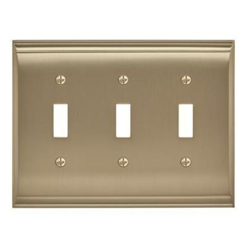 Candler Zinc 3 Toggle Switch Wall Plate - Golden Champagne - 3-Toggle