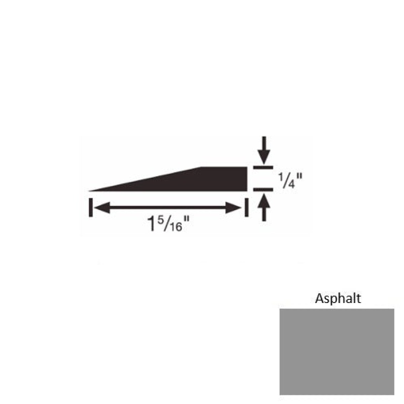 Solid 24 Asphalt Rubber Reducer Strip - 1 5/16" X 9 Ft (108") X 1/4"