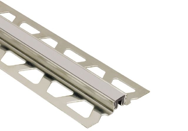 Dilex Ksn Movement Joint Metal Tile Edging Trim - Stainless Steel With Classic Grey Insert