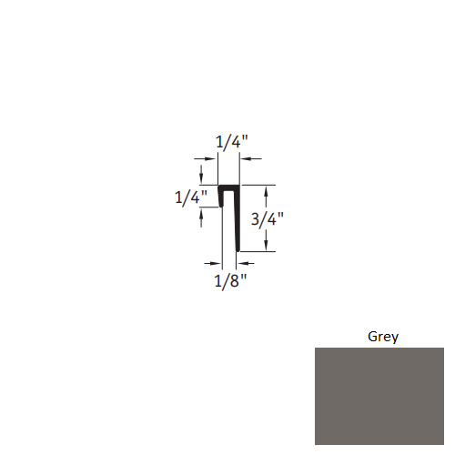 Grey Vinyl Moulding / Trim Square Top Cove Cap
