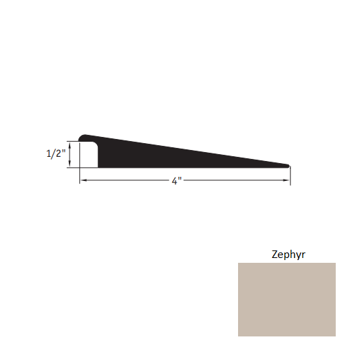 Johnsonite Zephyr Vinyl Moulding / Trim - 4" X 12 Ft (144") X 1/2" Wheeled Traffic Transition - Wheeled Traffic Transition