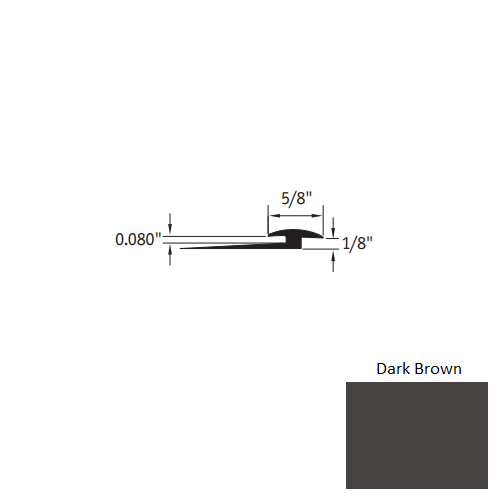 Johnsonite Dark Brown Vinyl Moulding / Trim - 5/8" X 12 Ft (144") X 1/8" - .080" Slim Line Transition - Slim Line Transition