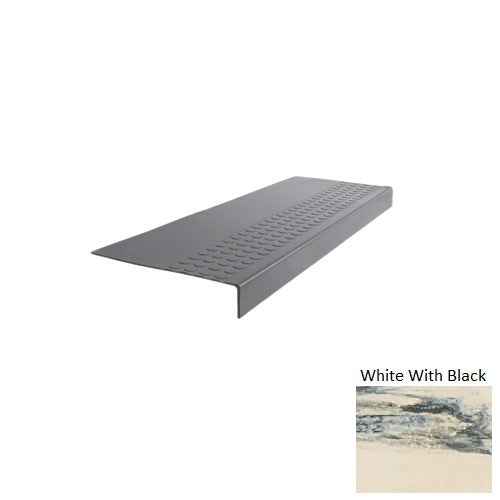 Evolving Styles Creative Elements White With Black Type 550 Distinct Designs Rubber - 12" X 72" Stair Tread - Rbt Radial High Profile Design