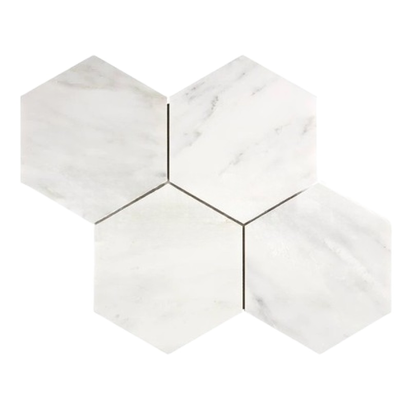 Oriental White Marble Mosaic - 6" Hexagon