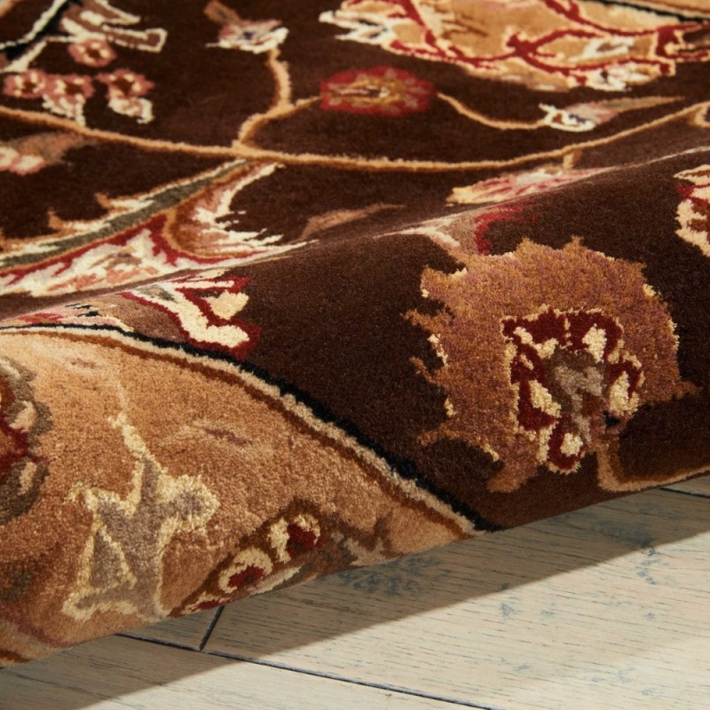 Brown Wool Blend Traditional Area Rug