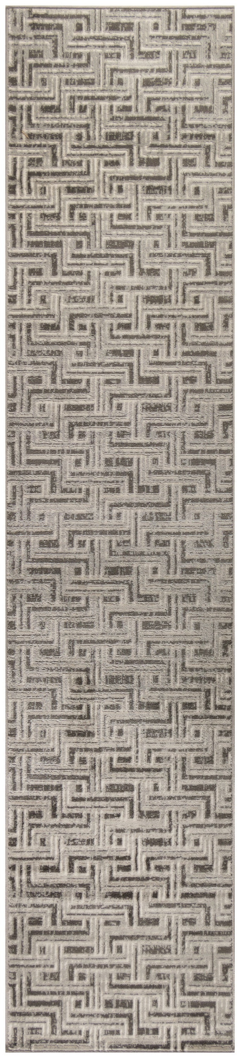 Serenity Home Srh04 Grey Ivory 8 Ft Runner Rug