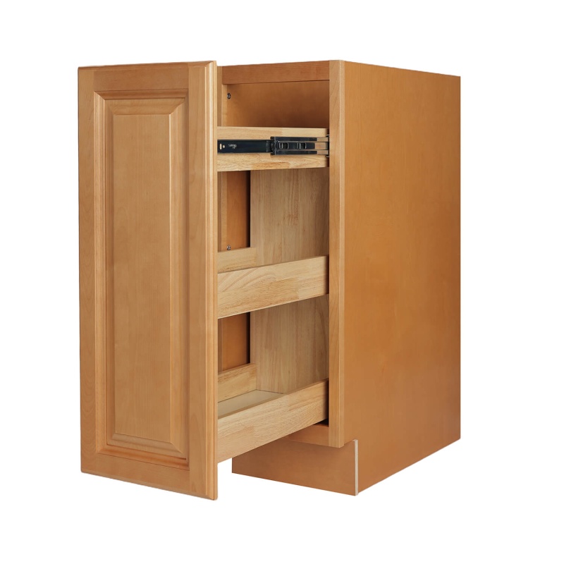 Sunset Birch Wood Kitchen Spice Rack Pull Out Base Cabinet - 9" X 24" X 34.5" (Assembled) - Sunset Birch