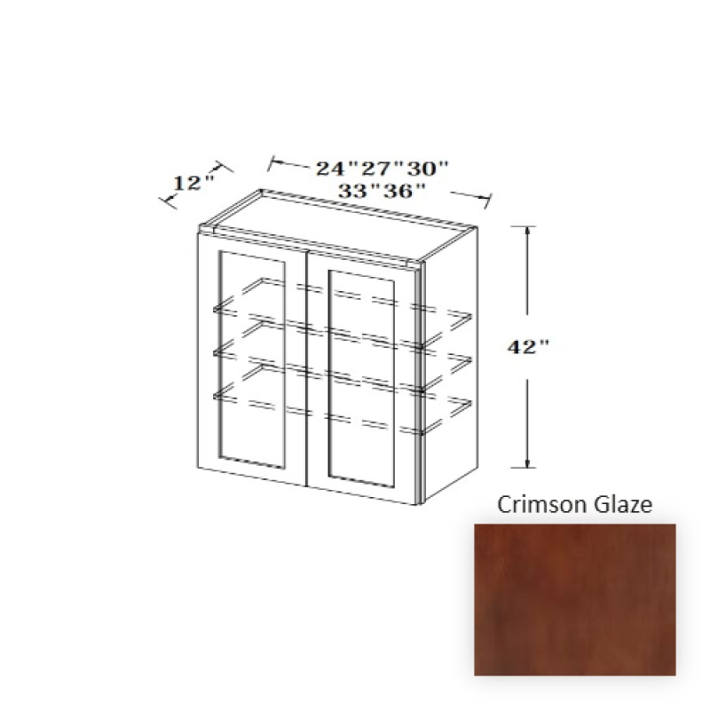 Crimson Glaze Wood Kitchen Wall Cabinet