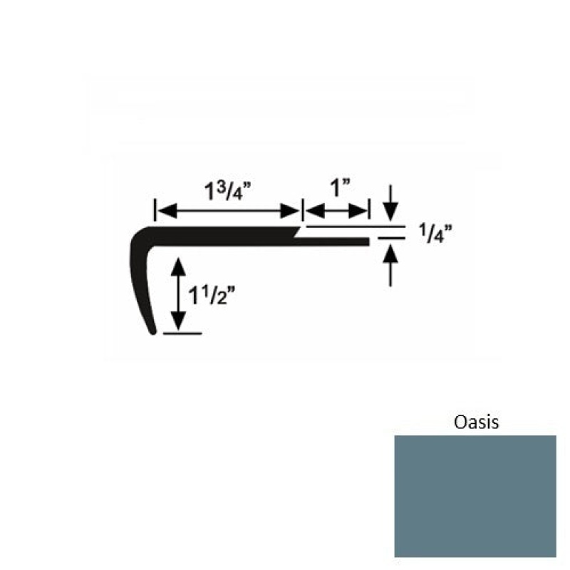 Solid 13 Oasis Rubber Single Flange Carpet Stair Nosing (Sq) - 1 3/4" X 9 Ft (108")