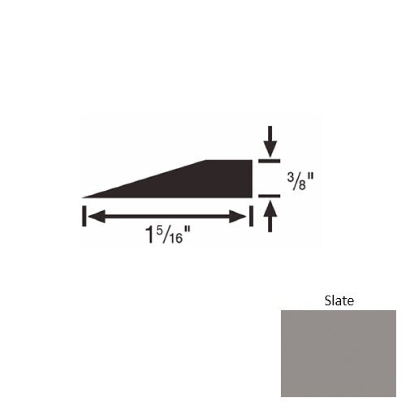 Solid 26 Slate Rubber Reducer Strip - 1 5/16" X 9 Ft (108") X 3/8"