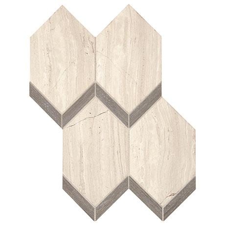Castellina Gray & Fawn Mixed Mosaic - Elongated Hexagon - Honed