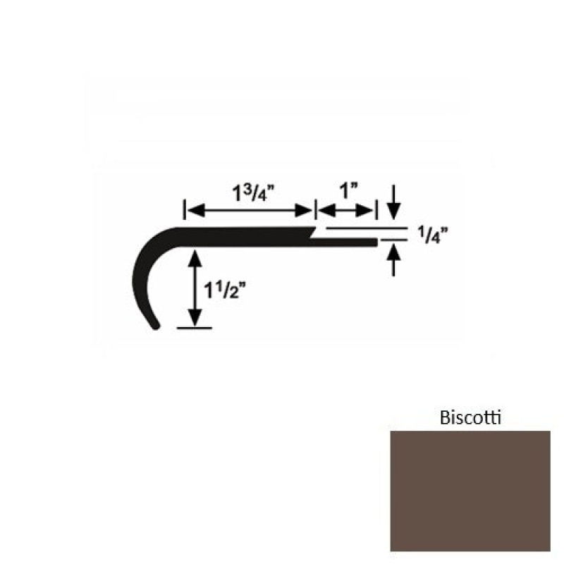 Solid 14 Biscotti Rubber Single Flange Carpet Stair Nosing (Rd) - 1 3/4" X 9 Ft (108")