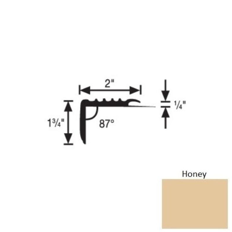 Flextones Honey Vinyl 171 Carpet Stair Nosing - 2" X 12 Ft - Thermoplastic