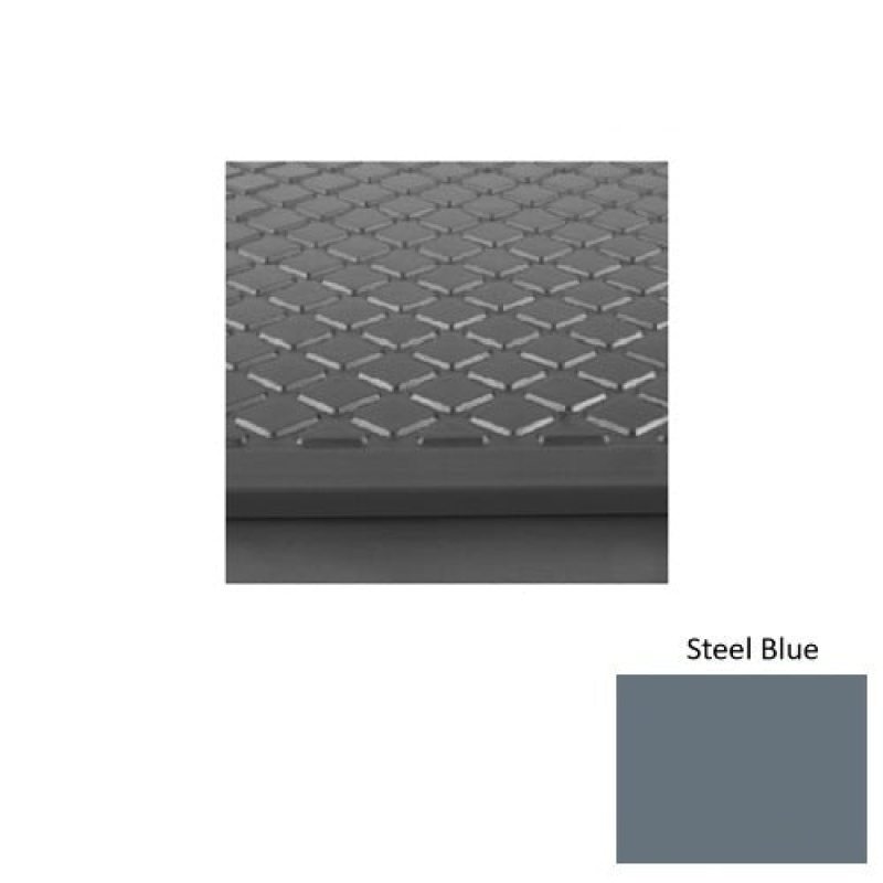 Solid 31 Steel Blue Rubber (Rd) With Galley Red Abrasive Strip Stair Tread With Dupont Kevlar - Textured