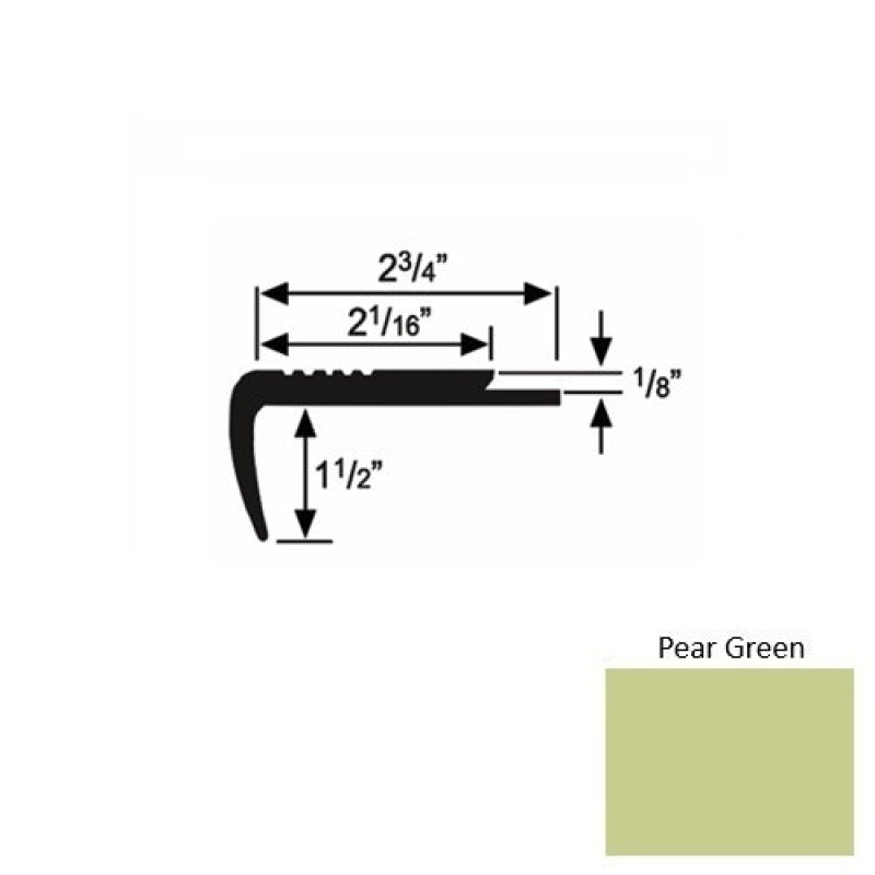 Solid 09 Pear Green Rubber Underlap Stair Nosing