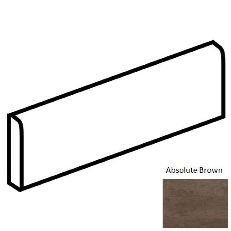 Theoretical Absolute Brown Porcelain Floor & Wall Trim - 3" X 12" Bullnose - Matte