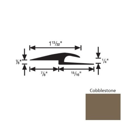 Flextones Cobblestone Vinyl 167 Tile And Carpet Joiner - 1/4" X 12 Ft - Thermoplastic