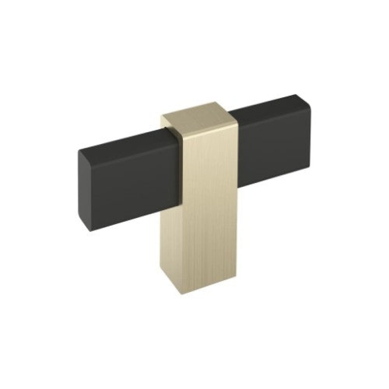 Mulino Zinc Cabinet Knob - Matte Black / Golden Champagne - 2 3/8" (60 Mm) Length