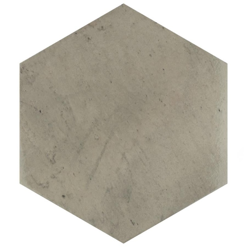 Capri Fumo Glossy Porcelain Hexagon Tile, 7" x 8"